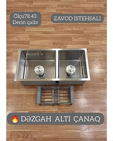 goz muncuğu: Mətbəx üçün paslanmayan poladdan ikigözlü dəzgahaltı çanaq — 2