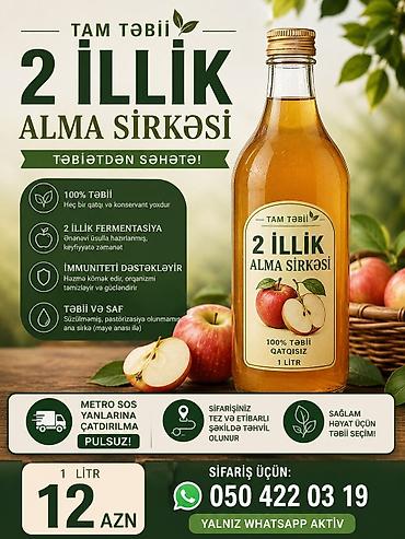 Qida məhsulları: 2 illik sirkədi 100 faiz tebiidi heç bir qatqısı yoxdu.dükanda — 1