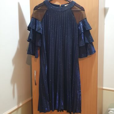 вечерне платье: Вечернее платье, А-силуэт, Средняя модель, Трикотаж, С рукавами, XL (EU 42)