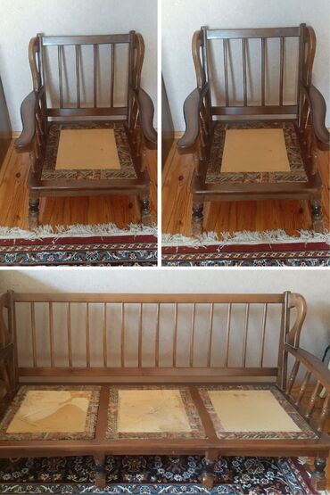 ofis kreslosu satisi: İşlənmiş, Klassik divan, 2 kreslo, Bazasız, Açılmayan