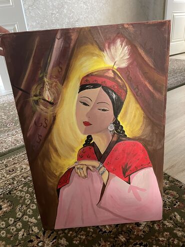 3d номер: Продается картина девушки в кыргызском стиле, нарисованная еще 5 лет