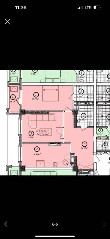 немецкий проект бишкек: 2 комнаты, 75 м², Элитка, 13 этаж, ПСО (под самоотделку)