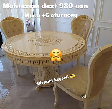 stollu çardaq çarpayı: Masa desti yeni qonaq otağı mebeli yumru masa ve stul desti rəng — 1