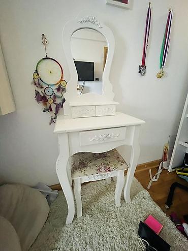 komode matis akcija: Toaletni sto sa ogledalom i tabureom – vintage/shabby chic stil - — 3