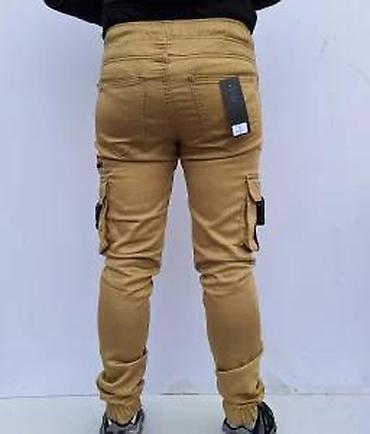 Ostala muška odeća: Muške cargo pantalone – bež/karamel boja - Kroj: slim/skinny nogavice — 12