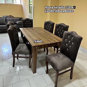 Mebel: Mebel dəsti – masa və 6 stul - Komplekt: 1 ədəd yemək masası + 6 ədəd — 3