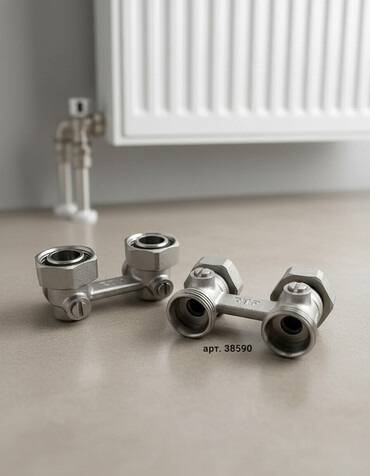 радиаторы отопления: Узлы нижнего подключения радиаторов RTP - Типы: прямой и угловой -