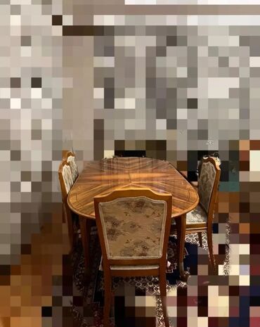 Masa və oturacaq dəstləri: Qonaq otağı üçün, İşlənmiş, Açılan, Oval masa, 8 stul, Rumıniya