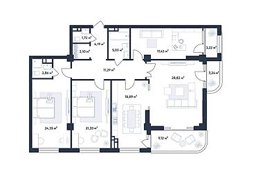 Продажа квартир: 4 комнаты, 153 м², Элитка, 4 этаж, Готовая ПСО (под самоотделку) — 3