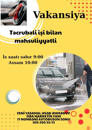 Tikinti ixtisasları: Avtoyuyucu tələb olunur, 1/1, Tam iş günü, Gündəlik ödəniş