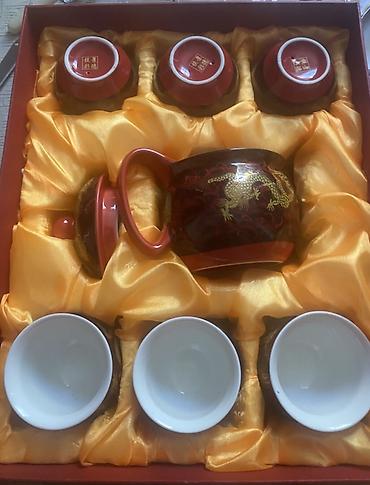 caydan caynik desti: Çay dəsti, rəng - Qırmızı, Keramika, 6 nəfərlik — 2