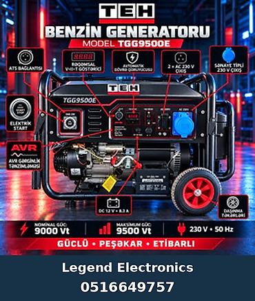 lovhe satisi: Elan başlığı: Benzin generatoru TEH TGG9500E 9 kW Elan mətni: TEH — 1