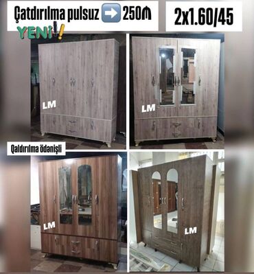 Çarpayılar: DÖRD qapılı dolablar 18'Lik laminatla* (içi dsp) Qiymət : *250₼*