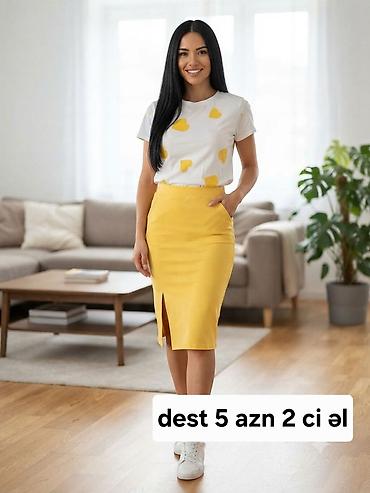 cins: Qadın geyimləri – ölçülər S/M - Uzun xarlı don, xardal rəngi, ön — 7