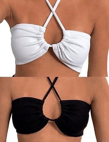 95 d: Crop top gornji deo sa ukrštenim bratelama. - Dizajn: bandeau kroj sa — 1