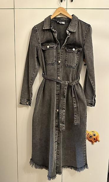 cins: Qara-boz rəngli cins midi paltar
Material: qalın denim (cins) — 1