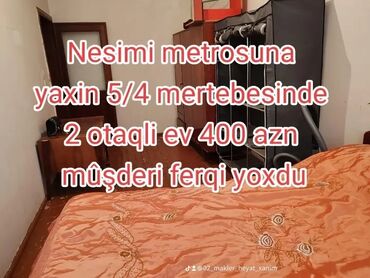 Посуточная аренда квартир: Nesimi metrosuna yaxin 5/4 mertebesinde 2 otaqli ev 400 azn mûşseri