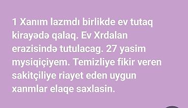 ağdaşda ev: Birgə kirayə üçün xanım axtarılır. - Məkan: Xırdalan ərazisində ev — 1