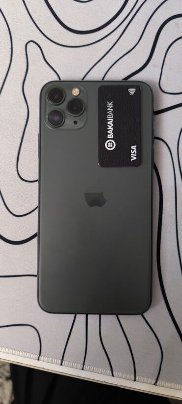 часы эпл: IPhone 11 Pro Max, Колдонулган, 64 ГБ, Matte Midnight Green, Заряддоочу түзүлүш, Каптама, 77 %