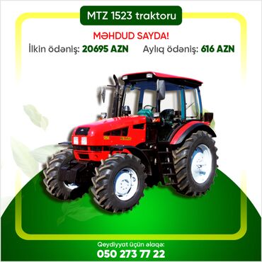 Traktorlar: Belarus 1523 traktoru Aylıq 616 AZN MTZ 1523 sağlam konstruksiyası və