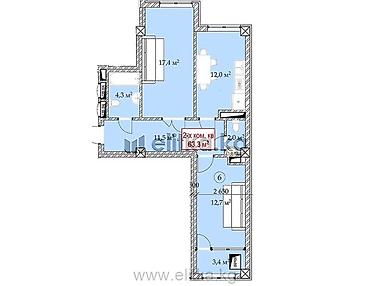 bereke building: 2 комнаты, 63 м², Элитка, 2 этаж, ПСО (под самоотделку) — 3