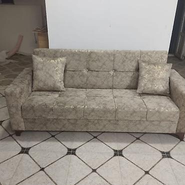 balaca stul: Modern yumşaq mebel – çevrilən divan və taxta karkaslı çarpayı Divan — 3