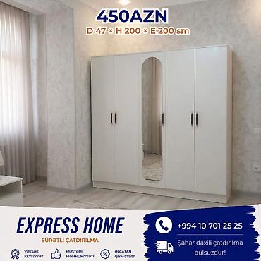 Dolablar: Yeni, 5 qapı, Güzgülü, Açılan, Düz dolab — 1