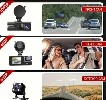 GPS naviqatorlar: Avtomobil üçün 3 kanallı DVR/Dash Cam Xüsusiyyətlər: - 3 kamera: ön