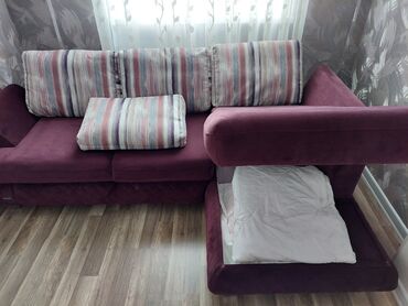 Диваны: Угловой диван, Новый, Раскладной, С подъемным механизмом, Велюровая ткань, Нет доставки