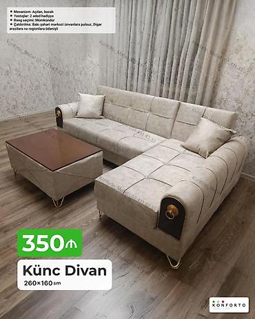 Диваны: Künc Divan – 260×160 sm - Mexanizm: açılan, bazalı (yataq və — 1