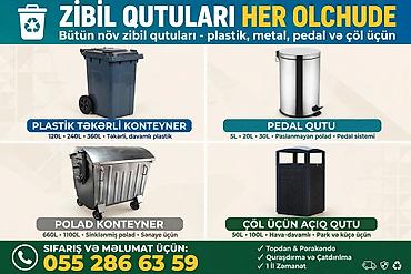 kek qablari: 🗑️ ZİBİL QUTULARI HƏR ÖLÇÜDƏ - TOPDAN ✅ Təkərli konteyner: 120L 85 — 1