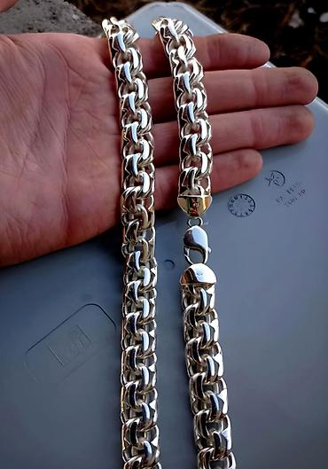 Серебряные цепочки: Серебряная цепь Бисмарк 150 гр 58 см Ручная работа Серебро 925 проба — 7