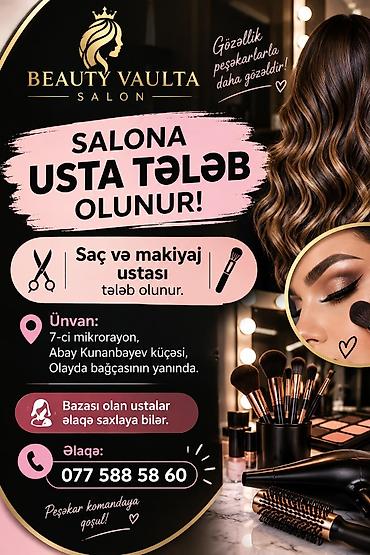 Vizajistlər: Salam Beauty Vaulta Salonuna Saç Ve Makyaj Ustasi Teleb Olunur — 1
