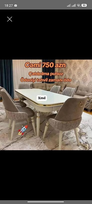 ad gunu stolu: Qonaq otağı üçün, Yeni, Açılmayan, Dördbucaq masa, 6 stul — 1