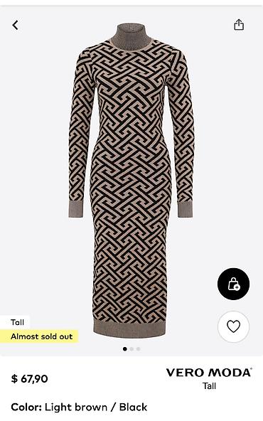 brown: Платье трикотажное Vero Moda Tall - Фасон: миди, приталенный силуэт — 2