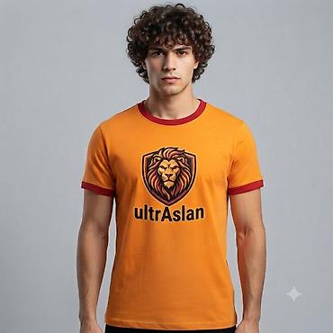 Məhsul: ultrAslan temalı kişi futbolkası - Rəng: qızılı-sarı (narıncı