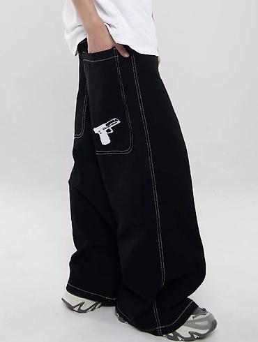 очки kappa: Nn glock baggy jeans - Цвет: чёрный, контрастная белая строчка по — 7