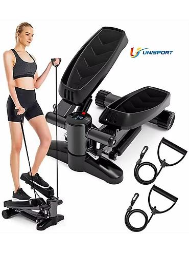 Мини-степпер UNISPORT с эспандерами и счетчиком Компактный
