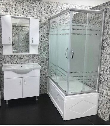 Duş kabinaları, arakəsmələr: Yeni Üstü açıq kabina, Künc üçün, Pulsuz çatdırılma — 16