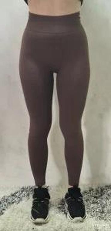 Helanke, biciklistički šortsevi: Ženske sportske helanke – visoki struk, tamno braon - Kroj: uske — 13