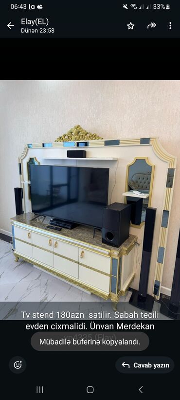 подставка под телевизор lg: Tv stend 180azn satilir. Sabah tecili evden cixmalidi. Ünvan Merdekan