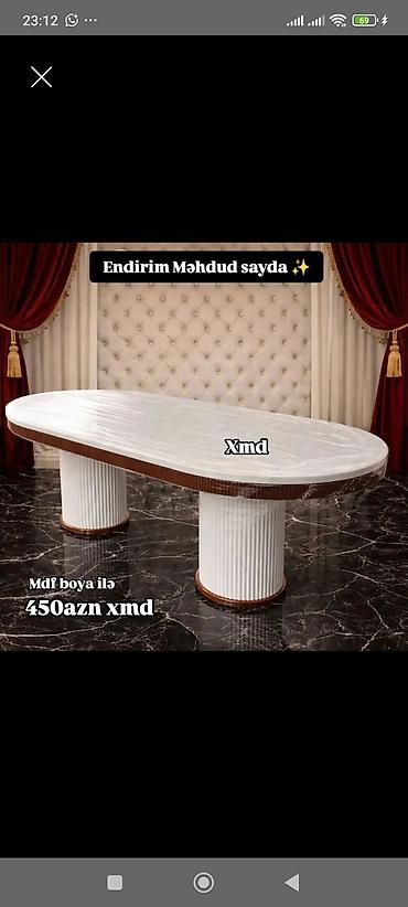 Məhdud sayda endirim! Oval formalı, mərmər fakturalı üstlü, ikili