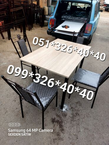 Bağ, çöl masa və oturacaq dəstləri: Yeni, Dördbucaq masa, 4 stul, Açılan, Stullar ilə, Metal, Azərbaycan — 6