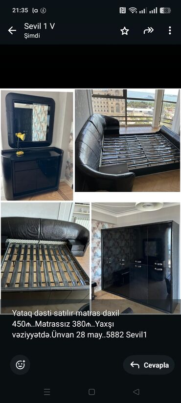Mətbəx mebeli: Yataq dəsti satılır matras daxil 450₼. Matrassız 380₼. Yaxşı