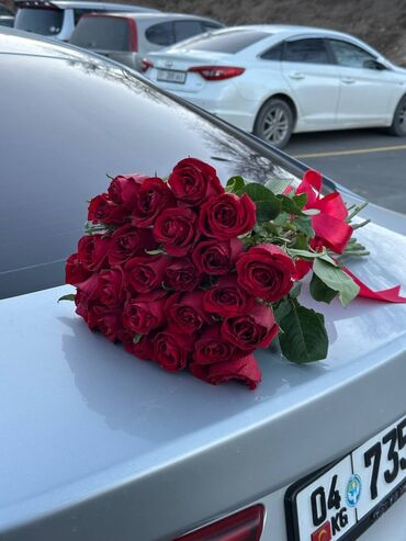 букеты розы: Букет из красных роз 25штук - Классический плотный букет из крупных