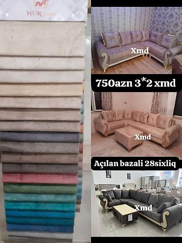 turk mebelleri bakida: Künc divan dəsti – “Açılan bazalı”, 28-lik süngər - Ölçü: 3×2 m - — 1