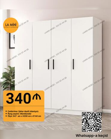 Divanlar: 4 qapılı Düz dolab, Qarderob, paltar dolabı