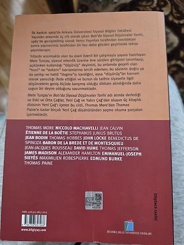 Digər kitablar və jurnallar: Məhsul: Kitab – “Batı’da Siyasal Düşünceler Tarihi: Seçilmiş Yazılar – — 2