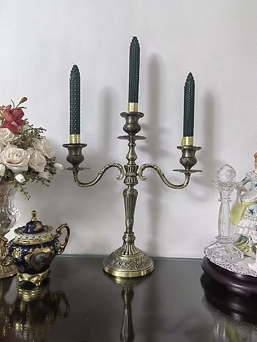 бронзовые подсвечники антиквариат: Винтажный подсвечник-канделябр на 3 свечи - Материал: металл с — 2