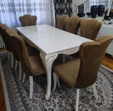 Комплекты столов и стульев: Для гостиной, Прямоугольный стол, 8 стульев